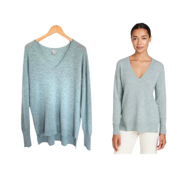 Halogen Sweater Women 2X Cashmere Mint Aqua Blue V-Neck Nordstrom HA345163WN - Picture 1 of 11